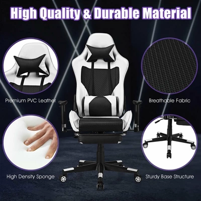Costway Massage Gaming Chair Reclining Racing Office Computer Chair With Footrest White 10 Costway Massage Gaming Chair Reclining Racing Office Computer Chair With Footrest White - Image 8