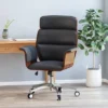 Cannonade Mid-Century Modern Swivel Office Chair Black/Walnut - Christopher Knight Home -HOMCOM Store GUEST c29d8f3a 2d59 46e7 abb7 8c71dac06c8f