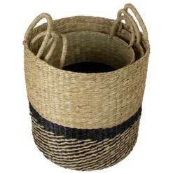 Northlight Set Of 3 Black And Beige Woven Table And Floor Cylindrical Seagrass Baskets 5 Northlight Set Of 3 Black And Beige Woven Table And Floor Cylindrical Seagrass Baskets -HOMCOM Store GUEST c2f69be7 bea6 4eb6 86d3 e41fc07b5a5f