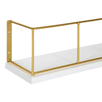 2pk 18" Benbrook Wood And Metal Wall Shelf Set White - Kate & Laurel All Things Decor 4 2pk 18" Benbrook Wood And Metal Wall Shelf Set White - Kate & Laurel All Things Decor - Image 2