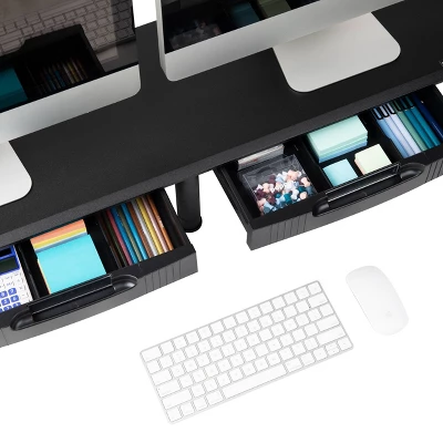 Mind Reader Large Dual Monitor Stand With Storage Riser Black 6 Mind Reader Large Dual Monitor Stand With Storage Riser Black - Image 4