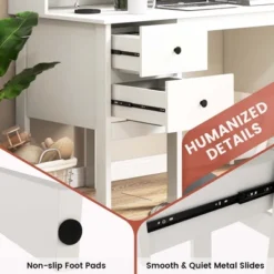 Costway Computer Desk 48" Writing Table W/ Power Outlets 5-Cubby Hutch 2 Storage Drawers -HOMCOM Store GUEST c530d9a6 92a6 4424 8d53 13ffd97c570a