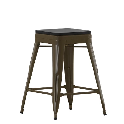 Flash Furniture Cierra Set Of 4 Commercial Grade 24" High Backless Metal Indoor Counter Height Stools With All-Weather Poly Resin Seats 16 Flash Furniture Cierra Set Of 4 Commercial Grade 24" High Backless Metal Indoor Counter Height Stools With All-Weather Poly Resin Seats - Image 14