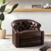 Flavio 32.75'' Wide Genuine Leather Swivel Chair | ARTFUL LIVING DESIGN -HOMCOM Store GUEST c59ff941 db48 41ae 952b e563ab7bf459