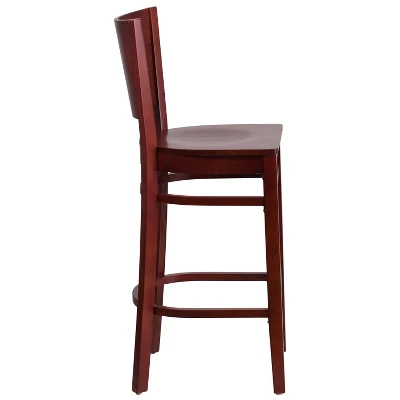 Emma And Oliver Solid Back Wooden Restaurant Dining Barstool 4 Emma And Oliver Solid Back Wooden Restaurant Dining Barstool - Image 2