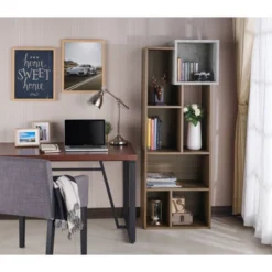 66.46" Durandyl Contemporary Bookcase Honey Walnut - HOMES: Inside + Out -HOMCOM Store GUEST c66a8baf 4560 4fc5 87cc dbf17de691ea