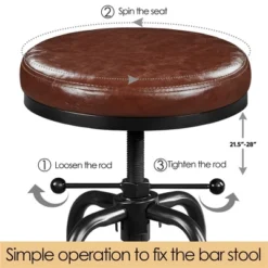 Yaheetech Industrial Counter Height Faux Leather Bar Stool Swivel -HOMCOM Store GUEST c71be5fa 08c4 4b5b b093 ea2af62bdd45