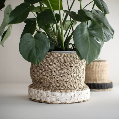 White Rope & Seagrass Basket - Foreside Home & Garden 6 White Rope & Seagrass Basket - Foreside Home & Garden - Image 4