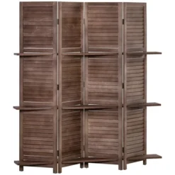 HOMCOM 4-Panel Folding Room Divider, 5.6 Ft Freestanding Paulownia Wood Privacy Screen Panel With Storage Shelves For Bedroom Or Office 14 HOMCOM 4-Panel Folding Room Divider, 5.6 Ft Freestanding Paulownia Wood Privacy Screen Panel With Storage Shelves For Bedroom Or Office -HOMCOM Store GUEST c929ff3b 1a15 45b9 8268 f55f004dc389