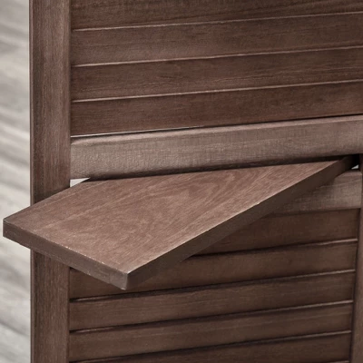 HOMCOM 4-Panel Folding Room Divider, 5.6 Ft Freestanding Paulownia Wood Privacy Screen Panel With Storage Shelves For Bedroom Or Office 7 HOMCOM 4-Panel Folding Room Divider, 5.6 Ft Freestanding Paulownia Wood Privacy Screen Panel With Storage Shelves For Bedroom Or Office - Image 5