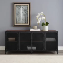 Urban Industrial Metal Mesh 4 Door TV Stand For TVs Up To 65" Dark Walnut - Saracina Home 8 Urban Industrial Metal Mesh 4 Door TV Stand For TVs Up To 65" Dark Walnut - Saracina Home -HOMCOM Store GUEST c96cf0b4 a47c 4528 82de 5d4caa89908c