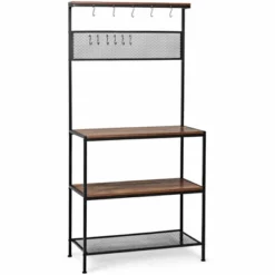 Costway 4-Tier Kitchen Bakers Rack Microwave Oven Stand Industrial W/Hooks & Mesh Panel 13 Costway 4-Tier Kitchen Bakers Rack Microwave Oven Stand Industrial W/Hooks & Mesh Panel -HOMCOM Store GUEST c9dbccb7 ed6f 430c ae2a fd97c70e3fc6