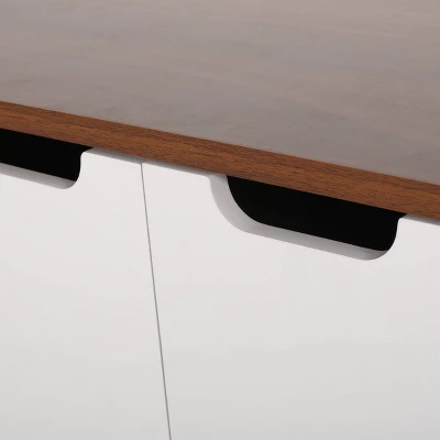 Pickfair Mid-Century Modern 2 Door Cabinet Walnut/White - Christopher Knight Home 5 Pickfair Mid-Century Modern 2 Door Cabinet Walnut/White - Christopher Knight Home - Image 3