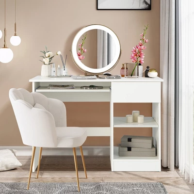 Costway Computer Desk Home Office Workstation Study Laptop Table W/Keyboard Tray Drawer 4 Costway Computer Desk Home Office Workstation Study Laptop Table W/Keyboard Tray Drawer - Image 2