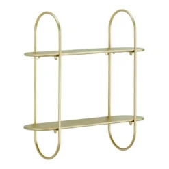 20" 2 Tier Warm Metal Hanging Bracket Wall Mounted Shelf Gold - Danya B. -HOMCOM Store GUEST cb117fb0 0a88 446e b5f9 e0329caf2e0f