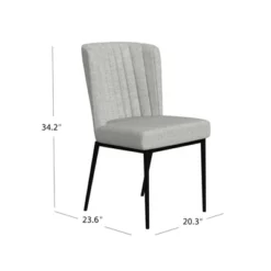 Channel Back Dining Chair With Metal Legs Light Gray - HomePop -HOMCOM Store GUEST cb9718e4 5724 4d5b a81c 613d27c25fc4
