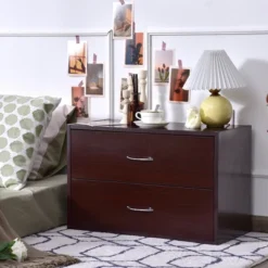 Costway 2-Drawer Dresser Horiztonal Organizer W/Handle Wood End Table Nightstand -HOMCOM Store GUEST cc18709b 8c31 4cbe b351 2fd6900cea67