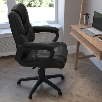 Flash Furniture Flash Fundamentals Big & Tall 400 Lb. Rated LeatherSoft Swivel Office Chair With Padded Arms 8 Flash Furniture Flash Fundamentals Big & Tall 400 Lb. Rated LeatherSoft Swivel Office Chair With Padded Arms - Image 6