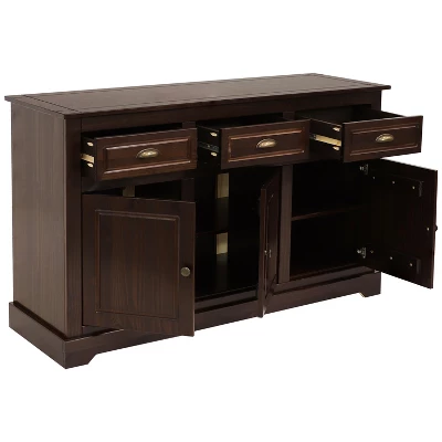 Sunnydaze Decor Sunnydaze Sideboard With 3 Drawers And 3 Doors - Solid Pine Construction - Dark Brown- 32" 13 Sunnydaze Decor Sunnydaze Sideboard With 3 Drawers And 3 Doors - Solid Pine Construction - Dark Brown- 32" - Image 11