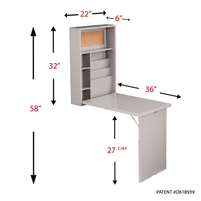 Fold Out Convertible Wall Mount Desk Gray - Aiden Lane 12 Fold Out Convertible Wall Mount Desk Gray - Aiden Lane - Image 10