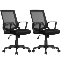 Yaheetech Adjustable Mid-Back Office Chair Computer Chair With Wheels -HOMCOM Store GUEST cda7bd30 0ed6 4247 840c 5ef789a829b9