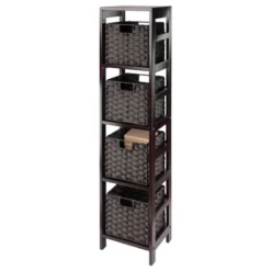 54.8" 5pc Leo Storage Shelf With Baskets Espresso/Chocolate - Winsome -HOMCOM Store GUEST ce13c95e 82e8 4fc6 ab68 7c1c7201082c