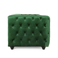 Sagewood Contemporary Velvet Tufted 3 Seater Sofa Emerald/Espresso - Christopher Knight Home -HOMCOM Store GUEST ce42c262 7ce1 463c 9e78 a440d77169a5