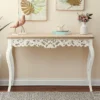 LuxenHome Victorian Off White And Natural Wood Console And Entry Table -HOMCOM Store GUEST ce95ff5b dd03 44ae 989d 997ffea393d2
