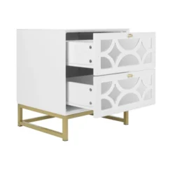 Averina 2 Drawers 45° Splicing White Mirror Front Nightstand With Storage -The Pop Home 13 Averina 2 Drawers 45° Splicing White Mirror Front Nightstand With Storage -The Pop Home -HOMCOM Store GUEST cef76e37 62e2 4552 9459 4dece1a076a3