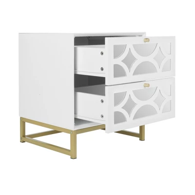 Averina 2 Drawers 45° Splicing White Mirror Front Nightstand With Storage -The Pop Home 6 Averina 2 Drawers 45° Splicing White Mirror Front Nightstand With Storage -The Pop Home - Image 4