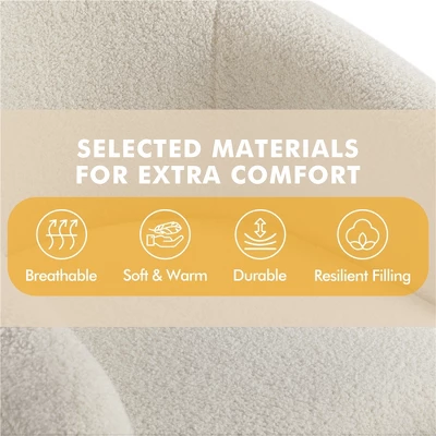 Yaheetech Upholstered Armchair Accent Barrel Chair Ivory 7 Yaheetech Upholstered Armchair Accent Barrel Chair Ivory - Image 5