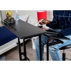 Black Rolling Sitting/Standing Desk With Side Storage - Mind Reader -HOMCOM Store GUEST d051ccdd 4f77 47d9 890c 437c33ccb602