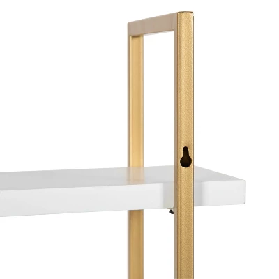 20" X 30" Leigh Wood And Metal Wall Shelf White/Gold - Kate & Laurel All Things Decor 4 20" X 30" Leigh Wood And Metal Wall Shelf White/Gold - Kate & Laurel All Things Decor - Image 2