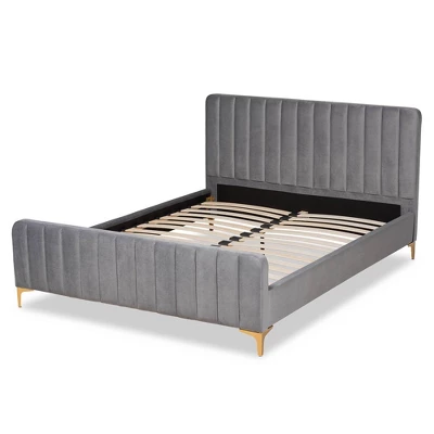 Nami Velvet Platform Bed - Baxton Studio 4 Nami Velvet Platform Bed - Baxton Studio - Image 2