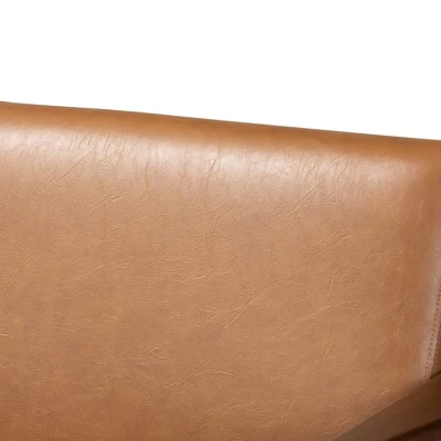 Bianca Wood And Tan Faux Leather Loveseat Tan/Walnut Brown - Baxton Studio 5 Bianca Wood And Tan Faux Leather Loveseat Tan/Walnut Brown - Baxton Studio - Image 3