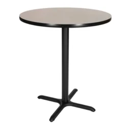 36" Round Composite Core Bar Height Dining Table Laminated Gray With Black Steel Base - Hampden Furnishings