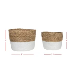 Set Of 2 Baskets White Seagrass & Rope By Foreside Home & Garden -HOMCOM Store GUEST d24d8064 f097 45d7 8144 84f00b8c3fd0
