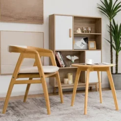 Costway Natural Round End Table Modern Stylish Side Table W/ 20'' Round Tabletop -HOMCOM Store GUEST d279436d 0718 475a a21e 8eb559a0eb4a