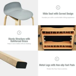 Costway Modern Set Of 4 Barstools 30inch Pub Chairs W/Low Back & Metal Legs Grey -HOMCOM Store GUEST d2f493e3 c054 4bba 9ba4 c151af883c2f