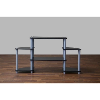 Orbit And Silver 3 Tier TV Stand For TVs Up To 40" Black/Silver - Baxton Studio 4 Orbit And Silver 3 Tier TV Stand For TVs Up To 40" Black/Silver - Baxton Studio - Image 2