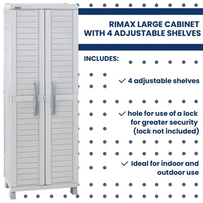 Large Storage Cabinet Light Gray - Inval 6 Large Storage Cabinet Light Gray - Inval - Image 4