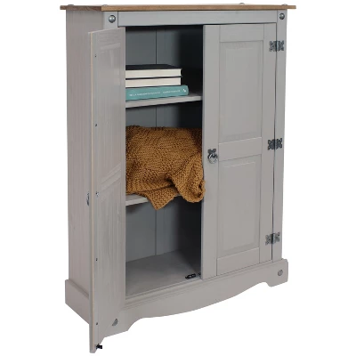 Sunnydaze Decor Sunnydaze 2-Door, 2-Shelf Accent Cupboard - Solid Pine - Gray - 43" H 10 Sunnydaze Decor Sunnydaze 2-Door, 2-Shelf Accent Cupboard - Solid Pine - Gray - 43" H - Image 8
