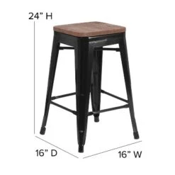 Emma And Oliver 24"H Backless Black Metal Counter Height Stool With Wood Seat 15 Emma And Oliver 24"H Backless Black Metal Counter Height Stool With Wood Seat -HOMCOM Store GUEST d69dd8b9 ee9c 43c8 ab1b 713c28c7db89