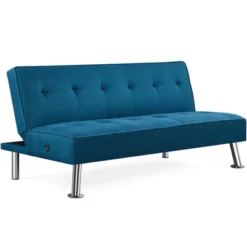 Yaheetech Modern Fabric Convertible Futon Sofa Bed With USB Ports -HOMCOM Store GUEST d70b4c77 487d 4d93 96fc 169dda4637db