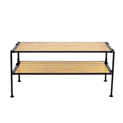 Seville Classics 2 Tier Stackable Aspen Resin Slat Shoe Rack Black 7 Seville Classics 2 Tier Stackable Aspen Resin Slat Shoe Rack Black - Image 5