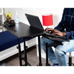 Black Rolling Sitting/Standing Desk With Side Storage - Mind Reader -HOMCOM Store GUEST d94a2615 1dbe 4c83 9e61 7bff857097a7