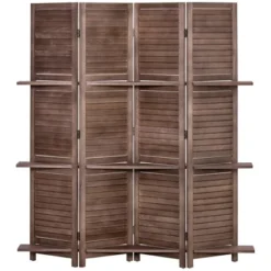 HOMCOM 4-Panel Folding Room Divider, 5.6 Ft Freestanding Paulownia Wood Privacy Screen Panel With Storage Shelves For Bedroom Or Office 11 HOMCOM 4-Panel Folding Room Divider, 5.6 Ft Freestanding Paulownia Wood Privacy Screen Panel With Storage Shelves For Bedroom Or Office -HOMCOM Store GUEST da1d7207 b99b 4dde 8953 c80a55f0c6b2