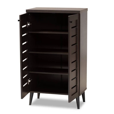 Salma Wood 2 Door Shoe Storage Cabinet Dark Brown - Baxton Studio 3 Salma Wood 2 Door Shoe Storage Cabinet Dark Brown - Baxton Studio