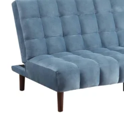 76" Yolandi Futon Teal Velvet/Dark Walnut Finish - Acme Furniture -HOMCOM Store GUEST dad55547 52fb 45c9 8590 71362592bdab