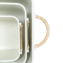 Set Of 3 Baskets White Metal & Reed By Foreside Home & Garden -HOMCOM Store GUEST db71634d 905f 4a04 a509 361e1efbe9bb